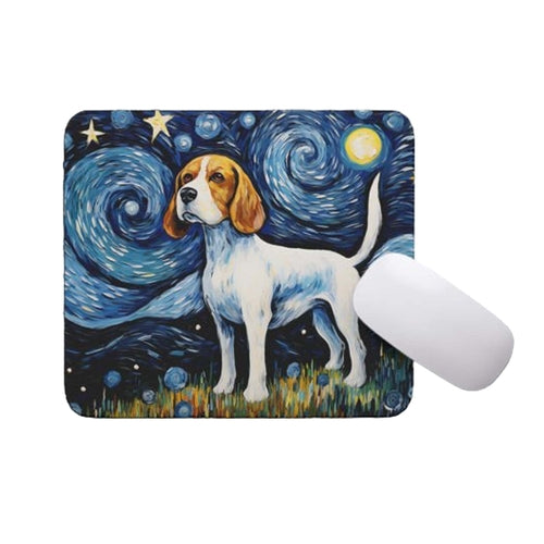 Starry Night Dog Beagle Non-Slip Mousepad