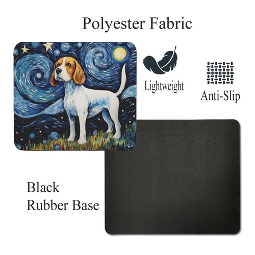 Starry Night Dog Beagle Non-Slip Mousepad