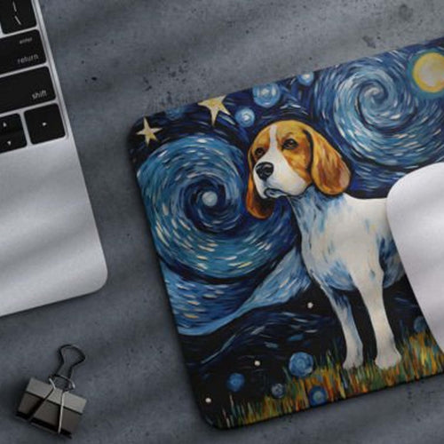 Starry Night Dog Beagle Non-Slip Mousepad